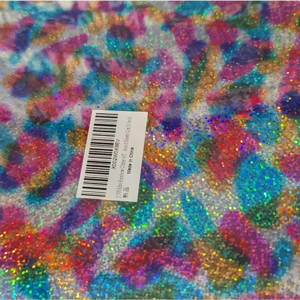 💎2/25 Holographic Rainbow Glitter Heat Transfer Vinyl 12x10 In - 6 Sheets Total